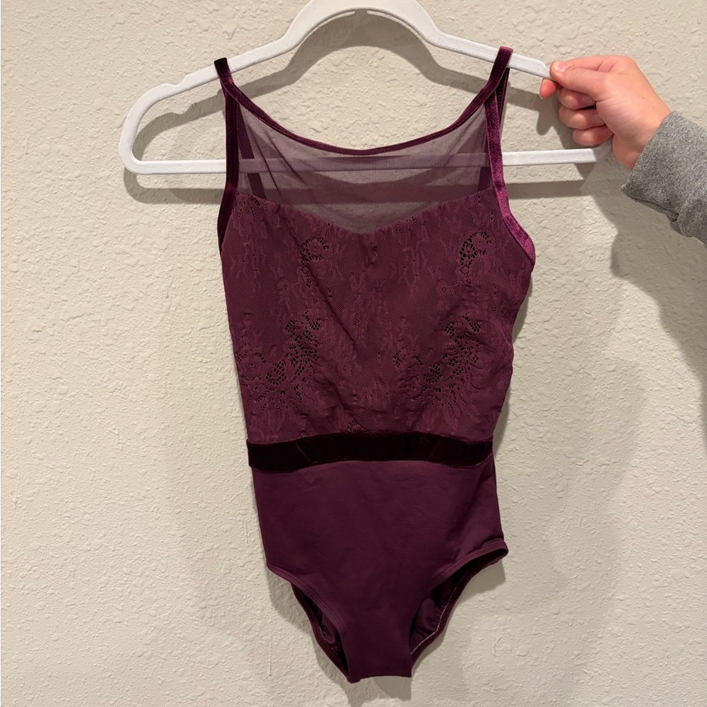 AinslieWear, Burgundy, Lace Leotard